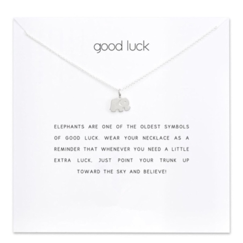 Big Day Boxes Good Luck Elephant Silver Dainty Charm Necklace Minimalist 16in